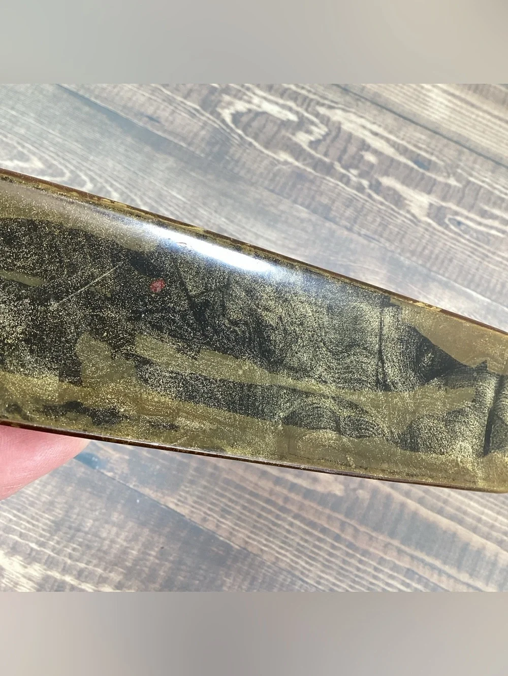 Vintage Clothing Grooming Vanity Brush, Plastic (?Celluloid) Marble Top, 7”